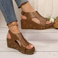 thumbnail image 6 of Viluyesy Women's Wedge Sandals, Open Toe PU Leather Ankle Strap Comfortable Thick Sole Shoes Brown 6.5, 6 of 9