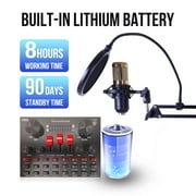 Podcast Microphone Kit with V8S Superior Live Sound Card Condenser Microphone BM-800 & Bluetooth DJ Mixer Metal Holder for Studio Recording Singing Broadcast