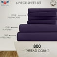 thumbnail image 2 of 6PC Bedding Set- 100% Organic Cotton Bed Sheet Set 800 Thread Count, 28" EXTRA DEEP POCKET, Crisp and Cooling Sateen Weave, Eco-Friendly - Plum, RV-King, 2 of 7