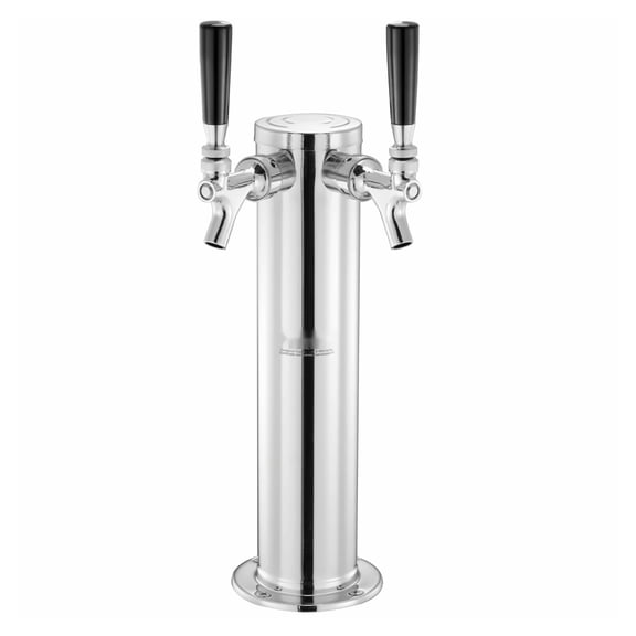 Dual Tap Draft Beer Tower, Stainless Steel Kegerator Tower Kit with Faucets & Tubing for Home Bar, Pub, Restaurant - Dual Tap Beer Dispenser