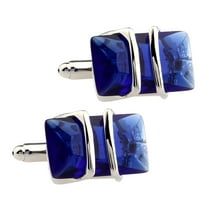 Blue Gemstone Cufflinks Set Mens Wedding Party Cuff Links Shirt Suit Decor
