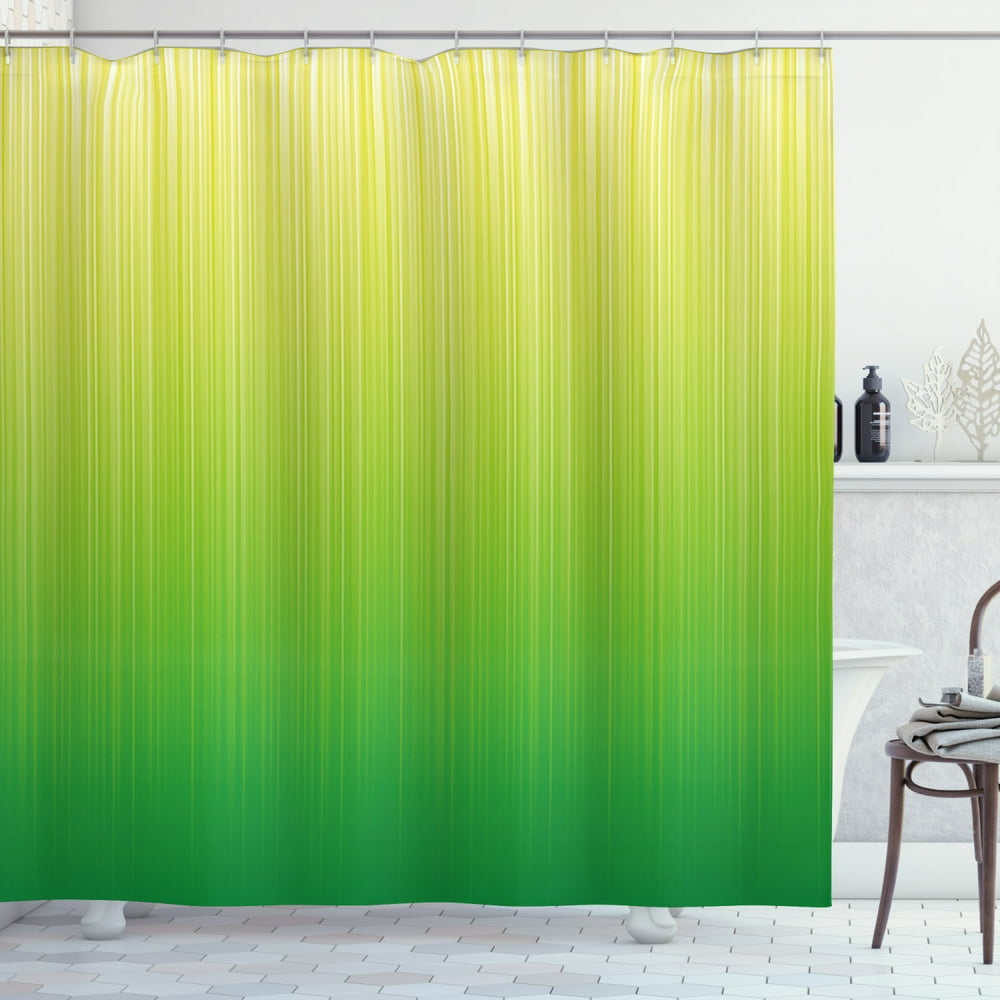 Lime Green Shower Curtain, Pin Striped Digital Background Highlight