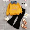 thumbnail image 2 of Caqnni Girls Clothes Two-Piece Set Cozy French Terry Polo Neck long sleeve Sweatshirt long sleeve shirts and Fluid Flare Pants Spring Fall Collection(A-Light Purple,3-4 Years), 2 of 8