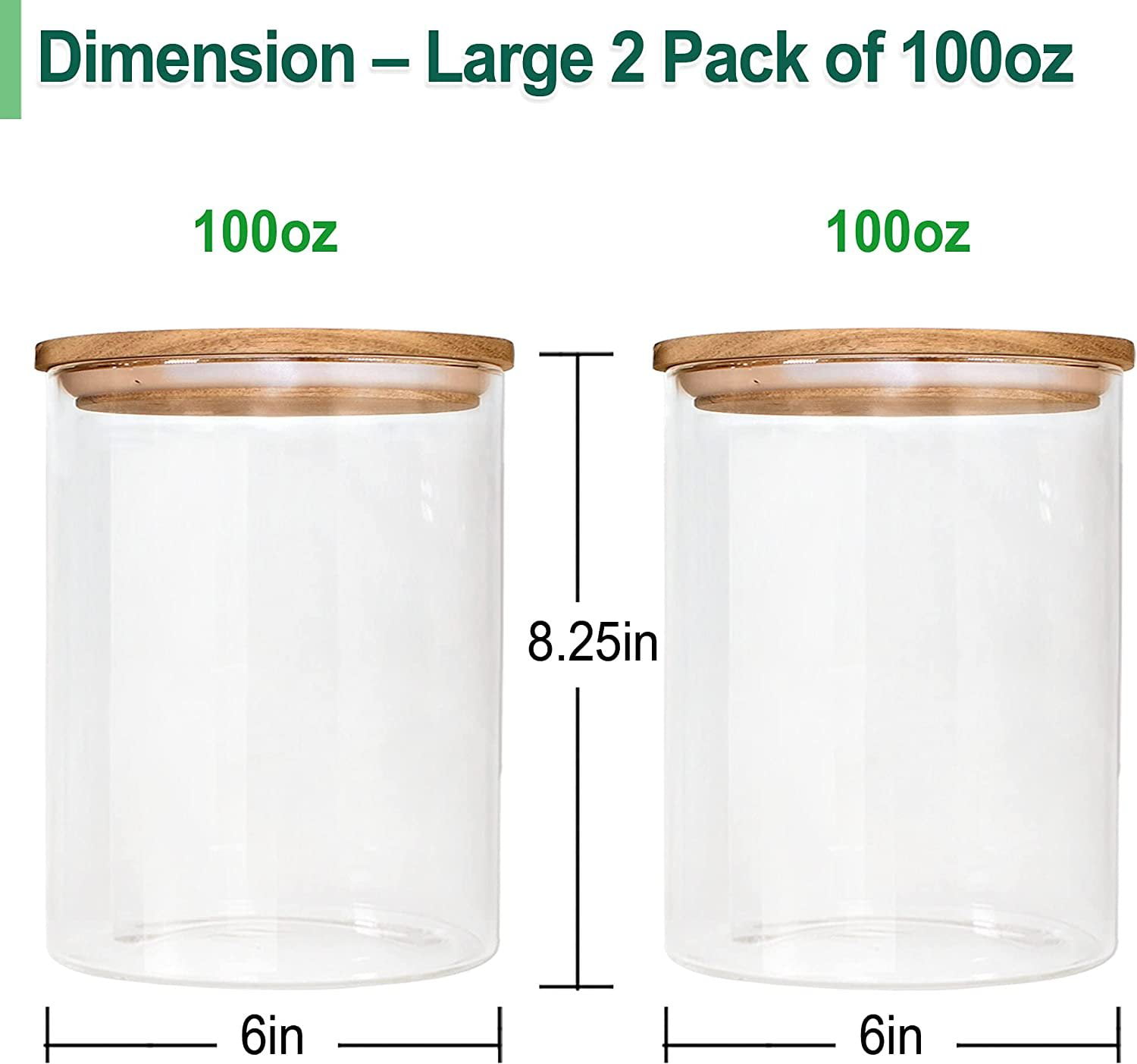 Borosilicate Glass Storage Jars with Airtight Locking Clamp Lids 2 Sets  18oz, 2 Sets 30oz, Airtight Glass Canisters with Locking Lids, Glass  Storage