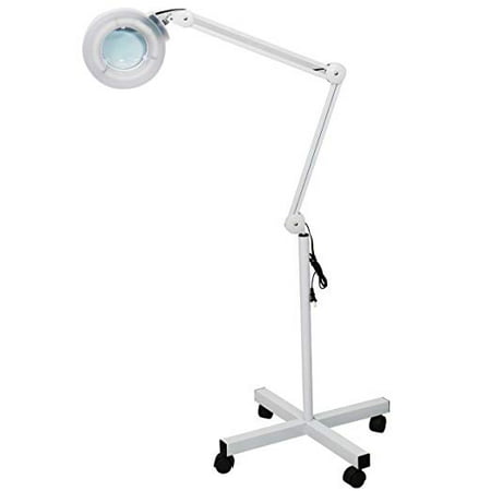 Rolling Adjustable Pro Magnifying LED Lamp Beauty Standing Mag Light Salon Facial