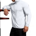thumbnail image 6 of LEKWK Sun Shirts for Men Long Sleeve Hooded Zip Up Fishing Jacket Lightweight Quick Dry Athletic Tops Thumb Hole Slim Fit Gym Running Wear White XL, 6 of 6