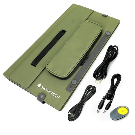 Swiss Tech 100W Foldable Solar Panel, USB-A and USB-C, Phone Charger, Waterproof, Emergency, Solar Panel Only
