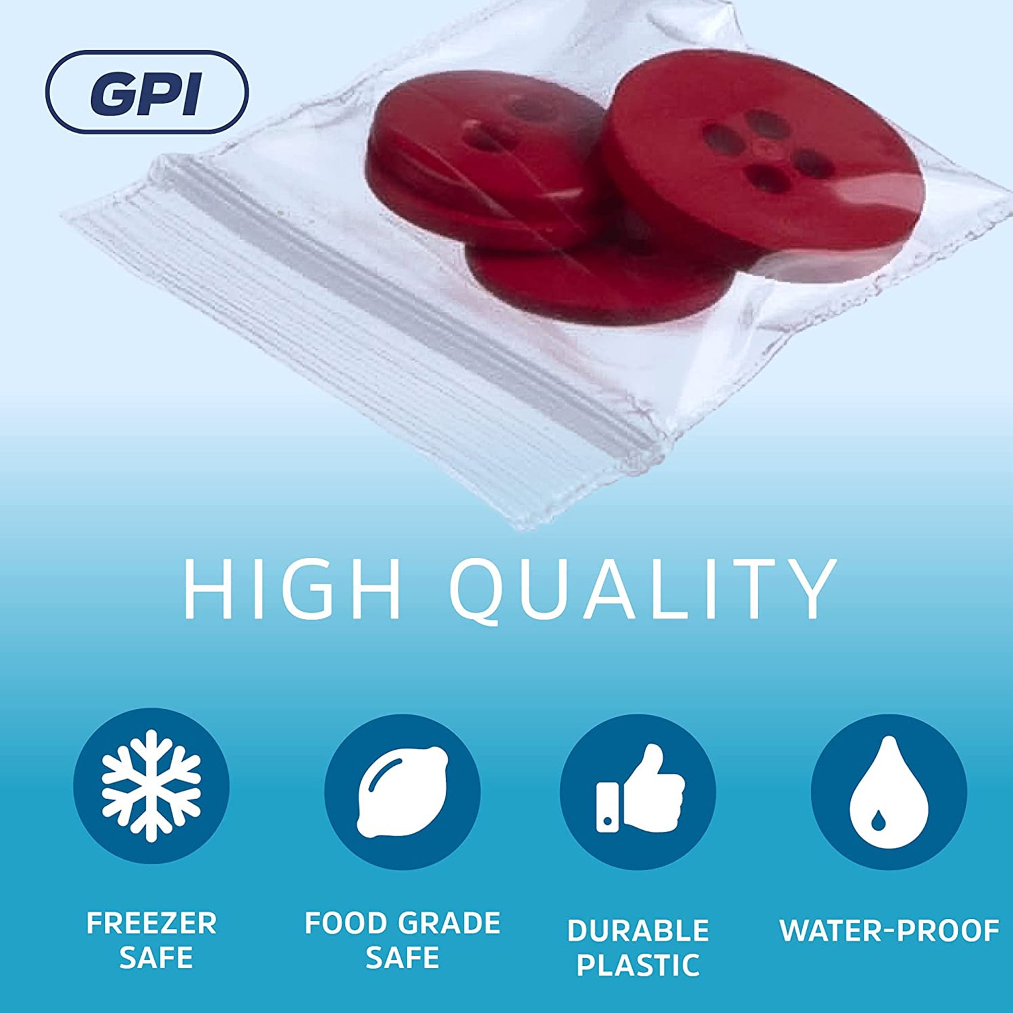 GPI 1” x 1” Small Ziplock Bag for Jewelry Storage, Shipping & Packaging, 1000-Pack