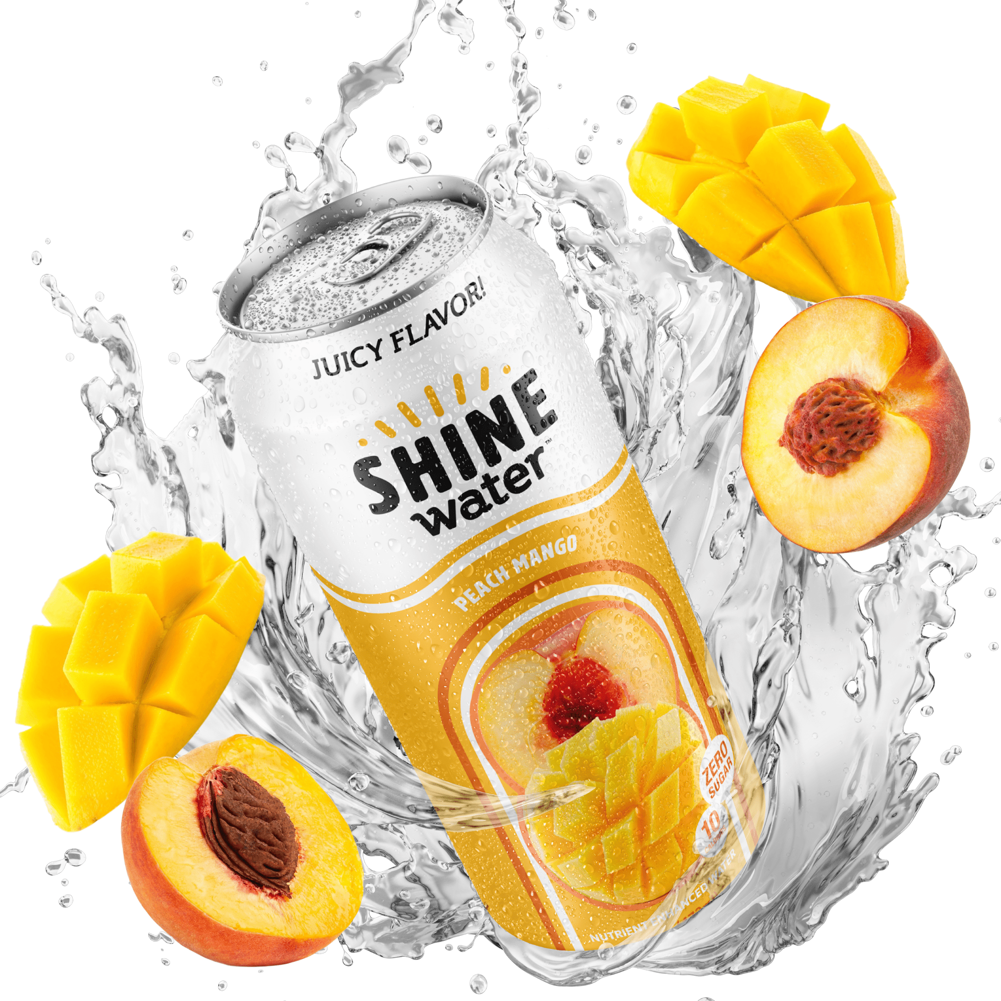 Shine Water Peach Mango Vitamin D Electrolyte Drinks 12-Pack, Sugar Free Flavored Water with Magnesium, Zinc & Antioxidants, Low Calorie Hydration
