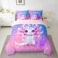 thumbnail image 2 of Homewish Ocean Animal Axolotl 7 Pieces Bedding Comforter Set,Pink Cute Salamander Full Bedding Set,Gradient Pink Purple Fitted Sheet Flat Sheet For Girls Boys,Luxury Bedroom Decor Reversible, 2 of 8