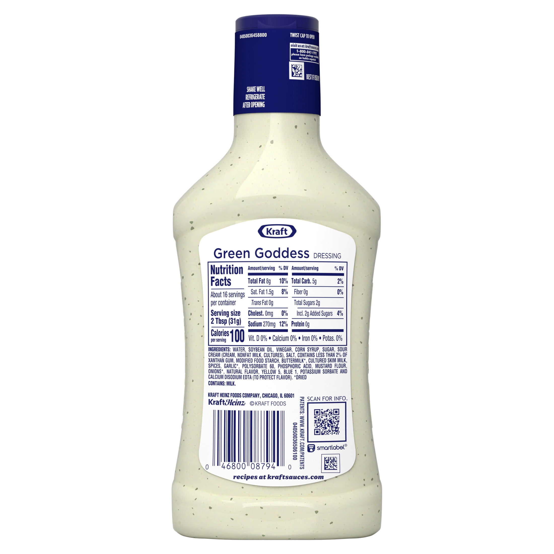 Kraft Green Goddess Dressing, 16 fl oz Bottle