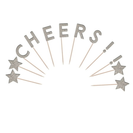 Cheers Cupcake Toppers Glitter Cardstock Set of 12 pcs