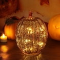 thumbnail image 6 of LED Glass Pumpkin Decoration – Warm Glowing Tabletop Ornament for Fall Halloween Home Decor, A, 6 of 7