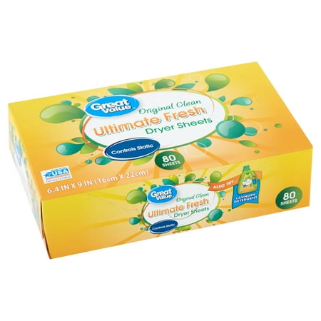 Great Value Ultimate Fresh Original Clean Dryer Sheets, 80 count