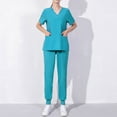 thumbnail image 3 of TKYCMSUAKI Plus Size Scrubs Medical Uniform Sets Women Scrubs Set Casual Loose Medical Scrubs Top and Pants 2 Piece Sets, 3 of 3
