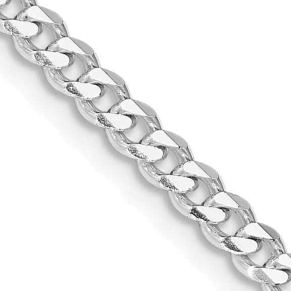 Sterling Silver Rhodium-Plated 3.5mm Curb Chain (18 X 3.5) Made In India qcb100r-18