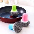 thumbnail image 2 of Stainless Steel Scrubbers With Handle, Reusable Dishwasher Cleaning Brush For Dishwasher (Blue+Green+Red), 2 of 4