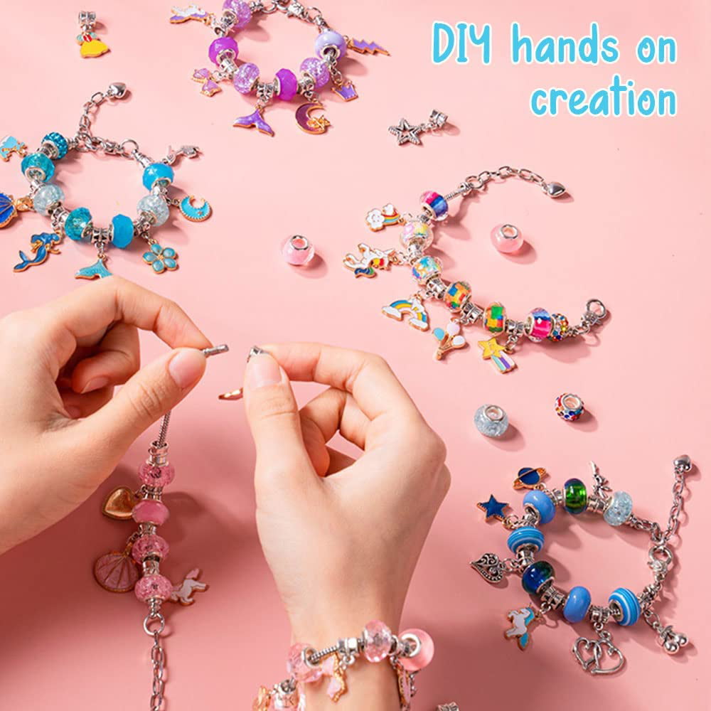 71x Charm Bracelet Jewelry Making Kit Kids Girls DIY Beading Craft Pendant  Gift