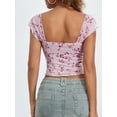thumbnail image 6 of KelaJuan Women Crop Floral T-Shirts Summer Short Sleeve Basic Tops Casual Pullovers for Streetwear Aesthetic Grunge Clothes, 6 of 6