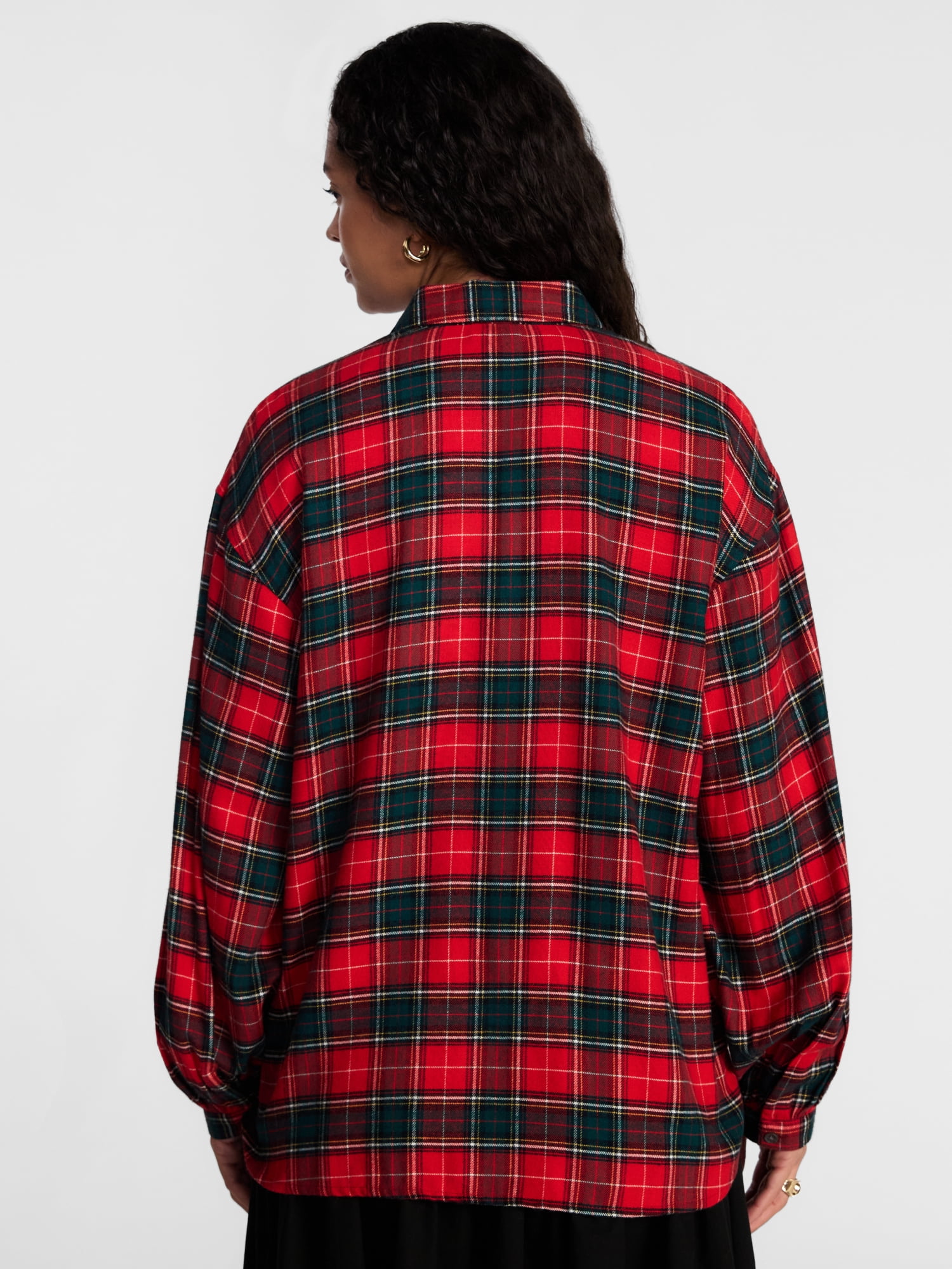 Scenario Women's Flannel Shirt with Long Sleeves, Sizes XS-XXXL