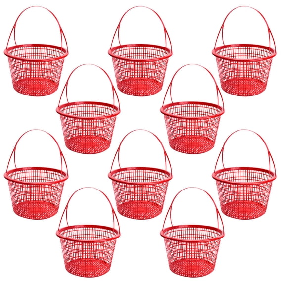 RENACLIPY 10Pcs Plastic Fruit Picking Basket with Handle Lightweight for Fruits and Vegetables