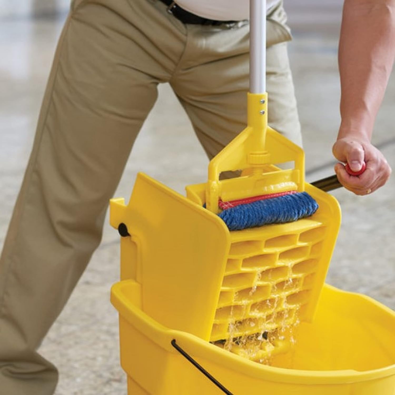 TrueCraftware- 36 qt. Yellow Mop Wringer- Pail/Mop Bucket Side-Press Replacement Wringer Household Portable Mop Bucket Wringer Ideal for Household and Public Places Floor