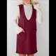 thumbnail image 5 of Vestido Corto de Punto Liso Sin Mangas con Cuello en V y Bolsillos para Mujer Vino Tinto M, 5 of 10