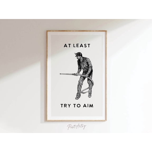 Kna Prints - Retro Funny Bathroom Print Funny Bathroom Wall Art Bathroom Poster Try To Aim Bathroom Toilet Humor Guest Bathroom Sign Amusing Family Gift ,Decor For Living Room Bedroom, UNFRAMED-8x12