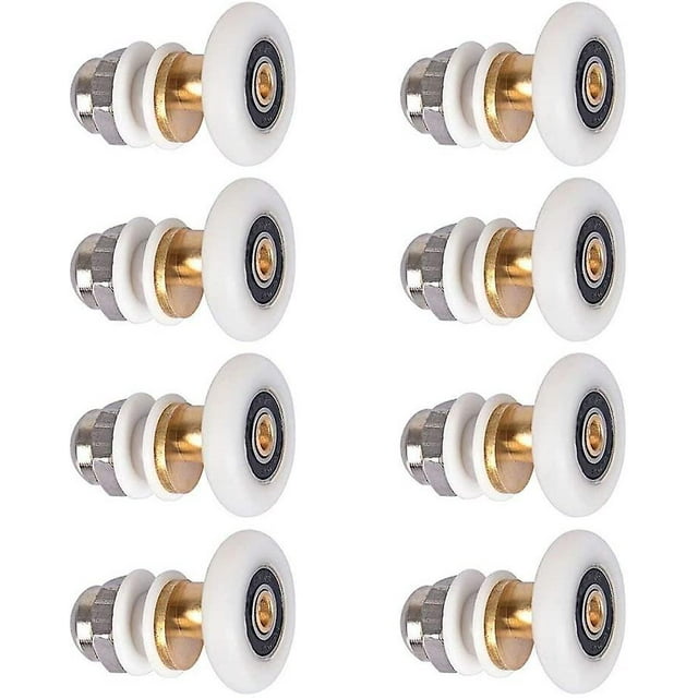 Rouleaux de Porte de Douche 23mm, Roues de Douche Rouleaux de Fixation Poulies Pièces de Rechange pour Porte Coulissante en Verre 8 Pcs