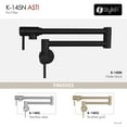 thumbnail image 2 of Stylish Asti Two Handles Matte Black Wall Mount with Single Hole Pot Filler K-145N, 2 of 5