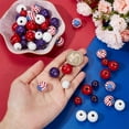thumbnail image 4 of 140Pcs Round Wood Beads Bulk Patriotic Wooden Beads 12mm 16mm Independence Day USA 4th of July Bead America Red Blue American Flag Loose Beading Kit, 4 of 9
