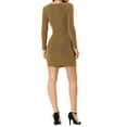thumbnail image 4 of Allegra K Women's Prom Glitter V Neck Long Sleeve Stretchy Bodycon Dress, 4 of 6