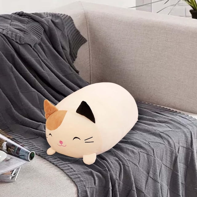 Almohada bonita con relleno de animales, juguete de peluche, regalos de cumpleaños, almohada para dormir, almohada de Animal para escritorio, fiesta, gato beige