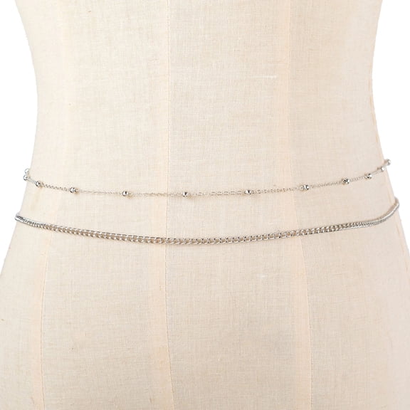 Shimmering Round Bead Decors Waist Jewelry Waist Chain Double Layer Design Body Chain Women Evening Party Waist Decors