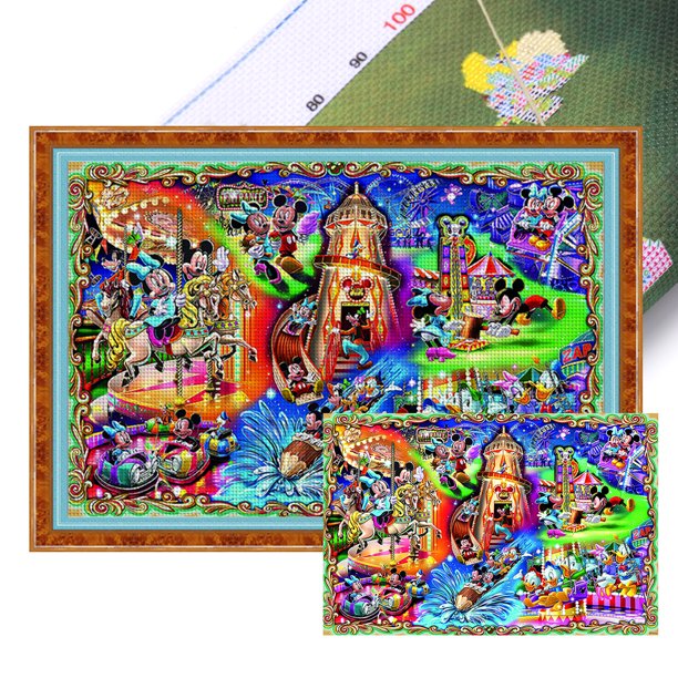 Kit Punto Cruz Dibujos Animados Impreso Hilo Algodón Ecológico Bordado 11CT 90x60cm