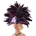 thumbnail image 1 of Tocado de plumas para mujer, accesorio fotográfico, tocado de carnaval para festivales de Halloween violeta, 1 of 8
