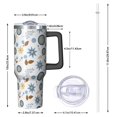 thumbnail image 2 of 40oz Pioneer Flower Floral Print Pattern Insulated Tumbler with Handle, BPA-Free Leak Proof Lid and Straws, Double Wall Vacuum, Hot 12h/Cold 34h, 2 of 6