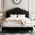 thumbnail image 3 of Allewie Queen Size Platform Bed Frame with Velvet Tiara Upholstered Diamond Button Tufted Headboard, Black, 3 of 9