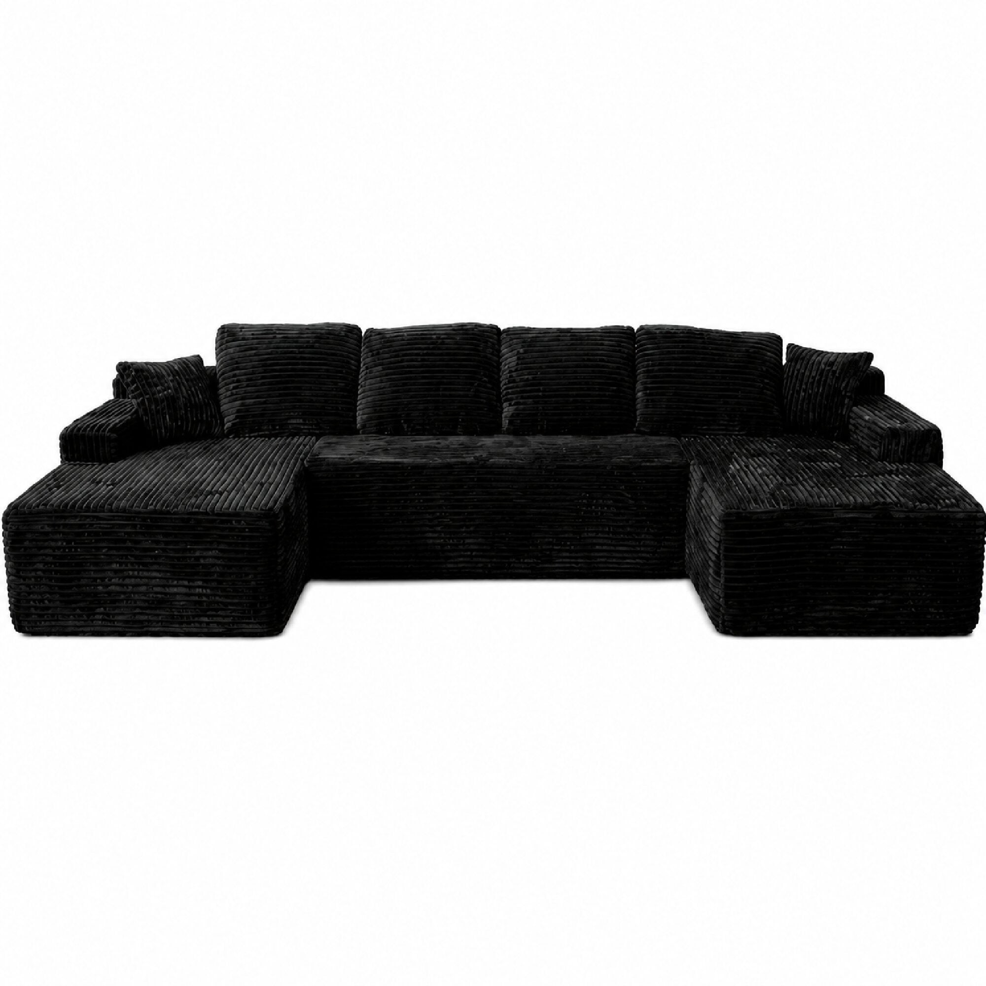 Leumius 131" Modular U-Shaped Sectional Sofa, Oversized Boneless for Living Room Chaise Convertible Compressed Sofa Black