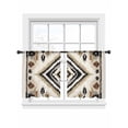 thumbnail image 2 of Boho Black Brown Semi Sheer Curtains 54 Inch Length 2 Panels Set, Vintage Geometric Southwestern Ethnic Sheer Kitchen Curtain Privacy Voile Window Curtain for Living Room Bedroom Rod Pocket Drapes, 2 of 7