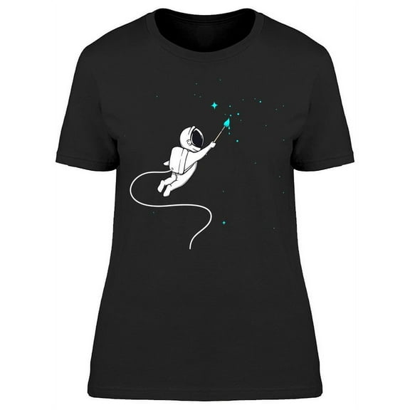 Cute Astronaut Drawing A Stars T-Shirt Women -Image by Shutterstock, Female XX-Large