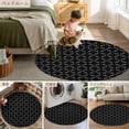 thumbnail image 6 of 4Ft Round Rug, Black Morocco Non-Skid Rubber Backing Large Area Rugs - Living Room Bedroom Home Office, Geometric Leaf Diamond Lattice Abstract Indoor Floor Mat Carpets Washable Rug, 6 of 9