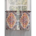 thumbnail image 3 of Tier Curtains 45 Inches Long, Blue Pink Window Treatment Curtain Drapes, Boho Middle Century Geometric Abstract Small Curtain Drapes for Bathroom Laundry Room, 27.5"x45", 2 Panels, 3 of 7