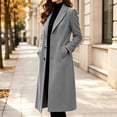 thumbnail image 5 of IUYRTFE Women's Long Lapel Collar Coat Casual Solid Color Overcoat with Pockets, 5 of 9