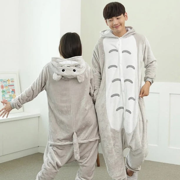 Pijama de franela con botones de gato de dibujos animados para parejas jóvenes, pijama de Cosplay de Navidad y Halloween, largo hasta el tobillo, invierno