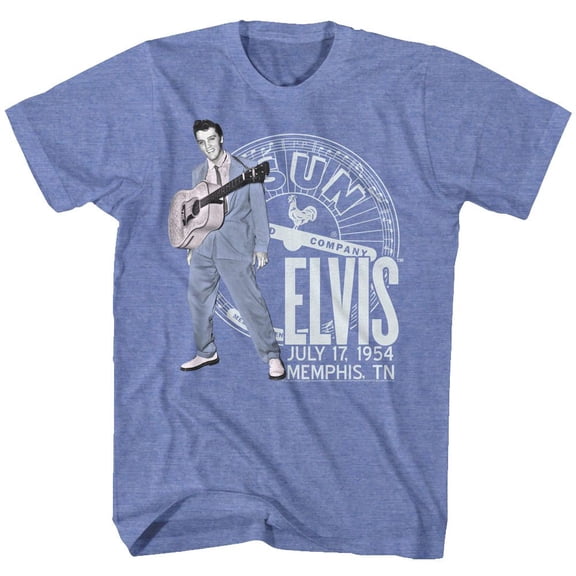 Elvis Presley Sun Records Memphis Tn Light Blue Heather Adult T-Shirt 2Xl