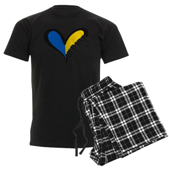 CafePress - Love Ukraine Heart Pajamas - Men's Dark Loose Fit Cotton Pajama Set