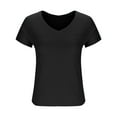 thumbnail image 6 of Timegard Tops for Women Summer V Neck Short Sleeve Slim Fitting Comfy Casual Solid Color Tee Fashion, 6 of 7
