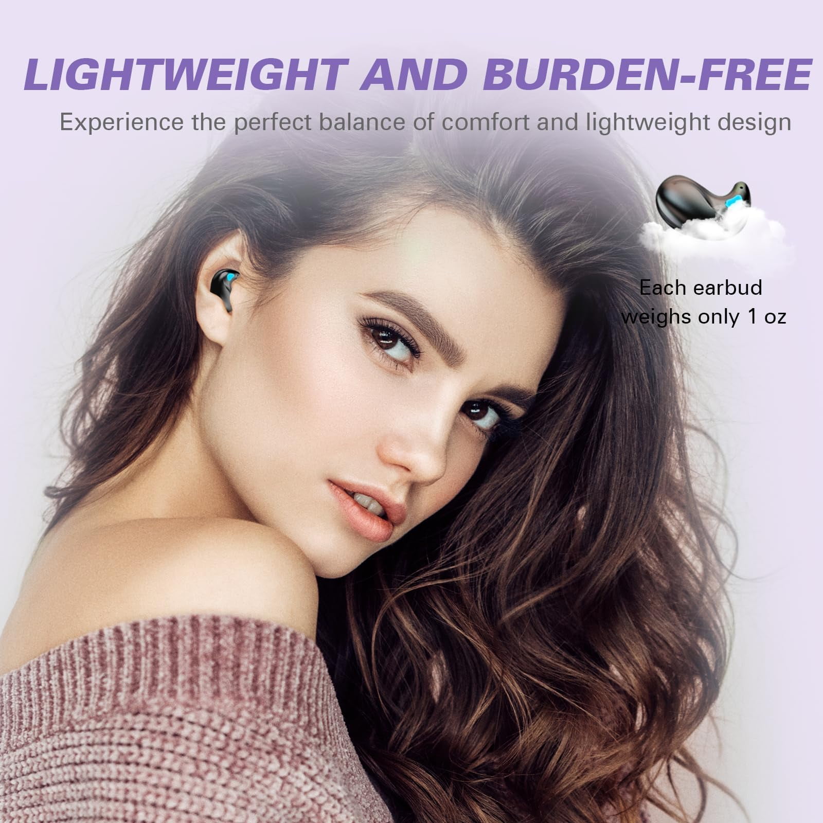 Findtime True Wireless Bluetooth Sleep Earbuds with IPX5 Waterproof, White