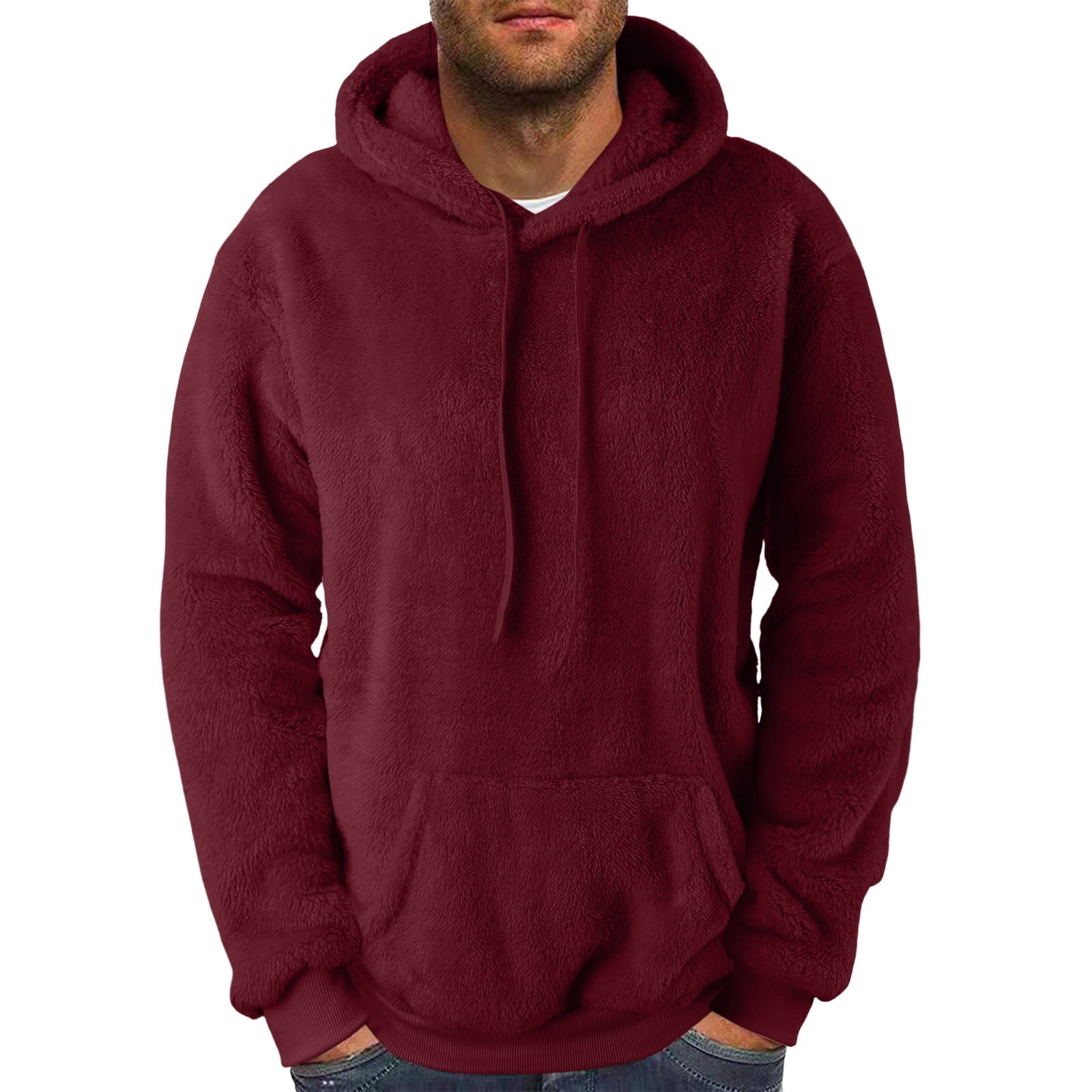 2 Pack S-5X Mens Big & Tall Hoodies with Front Pocket Plus Size Pullover Fleece Sweatshirts Long Sleeve Solid Color Thermal Warm Sherpa Hooded Tops